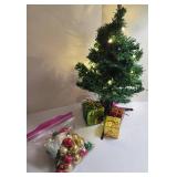 Christmas Decor - Mini Mexican Nativity, Mini Tree & Ganz Light-Up Pinecone Cloche