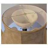 Vintage Art Deco Torchiere 3-Arm Floor Lamp with Tan Faux Leather Shade