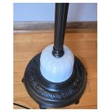 Vintage Art Deco Torchiere 3-Arm Floor Lamp with Tan Faux Leather Shade