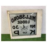 Hillsboro Lodge No 30 on Glass 25" Across