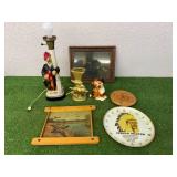 Mixed Lot Collectibles - Lamp, Artwork, Plate