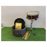 Snare Drum with Stand, Book, Case & Drumsticks