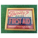 Thirsty? Drink First Aid Framed Ad