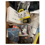 Assorted Automotive Accessories: Headlight Bulbs, LED Lights, Cables & Tools