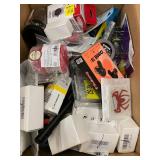 Assorted Automotive Accessories: Headlight Bulbs, LED Lights, Cables & Tools