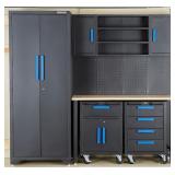 Strongway 6-Pc. Steel Garage Storage System with Drawers, Pegboard, Shelves, Tabletop, 2 Rolling Cabinets, 81.5in. x 75.7in. #115139 Msrp $1,149.99