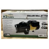 K2 3/4 HP Corrosion Resistant Thermoplastic Shallow Well Jet Pump see description