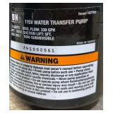 Ironton 115V Water Transfer Pump, 330 GPH, 1/10 HP, 3/4in. Ports #107791 Msrp $87.99 see description