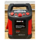 GreatWay Jump Starter with Air Compressor and LED Light, 12 Volts, 900 Peak Amps, Model# GM038C #107527 Msrp $129.99 see description