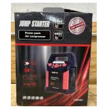 GreatWay Jump Starter with Air Compressor and LED Light, 12 Volts, 900 Peak Amps, Model# GM038C #107527 Msrp $129.99 see description