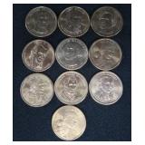 MIXED LOT OF SACAGAWEA DOLLARS AND PRESIDENTS