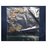 COLLECTABLE 1950S- 20 DOLLAR BILL AND COINS