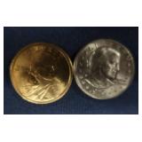 COLLECTABLE 1950S- 20 DOLLAR BILL AND COINS