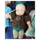 PLASTIC ROLLING 3 DRAWER SHELF FULL OFVINTAGE  DOLLS AND DOLL  CLOTHES