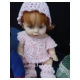 PLASTIC ROLLING 3 DRAWER SHELF FULL OFVINTAGE  DOLLS AND DOLL  CLOTHES