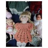 PLASTIC ROLLING 3 DRAWER SHELF FULL OFVINTAGE  DOLLS AND DOLL  CLOTHES