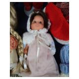 PLASTIC ROLLING 3 DRAWER SHELF FULL OFVINTAGE  DOLLS AND DOLL  CLOTHES