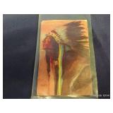 VINTAGE HATTIE TOM CIGAR BOX, 4 ROLLS OF FOREVER STAMPS, INDIAN POST CARD, AND WHEAT PENNIES