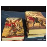 VINTAGE CLUB ALLUMINIUM HAMMERCRAFT DUTCH OVEN, FLOWER POTS, AND ASSORTMENT OF BOOKS