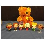 TEDDY BEAR AND 6 FUNKO POP VINYL FIGURES