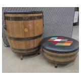 RARE VINTAGE WHISKEY BARREL CHAIR AND OTTOMAN