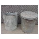 VINTAGE GALVANIZED GARBAGE CANS
