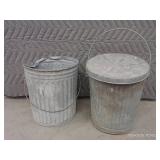 VINTAGE GALVANIZED GARBAGE CANS