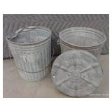 VINTAGE GALVANIZED GARBAGE CANS