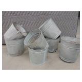 7 GALVANIZED BUCKETS WITH HOLES IN THE BOTTOM