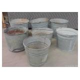 7 GALVANIZED BUCKETS WITH HOLES IN THE BOTTOM