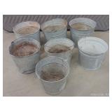7 GALVANIZED BUCKETS WITH HOLES IN THE BOTTOM
