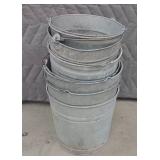 7 GALVANIZED BUCKETS WITH HOLES IN THE BOTTOM