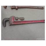 6 VINTAGE PIPE WRENCHS