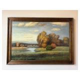 Stephano Landscape Oil on Canvas in Ornate Frame - 56" x 82" w Frame