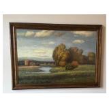 Stephano Landscape Oil on Canvas in Ornate Frame - 56" x 82" w Frame