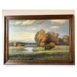 Stephano Landscape Oil on Canvas in Ornate Frame - 56" x 82" w Frame
