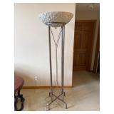 Stone Mosaic Bowl Floor Lamp on Hammered Iron Stand
