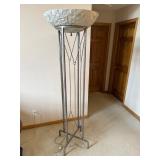 Stone Mosaic Bowl Floor Lamp on Hammered Iron Stand