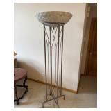 Stone Mosaic Bowl Floor Lamp on Hammered Iron Stand