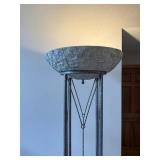 Stone Mosaic Bowl Floor Lamp on Hammered Iron Stand