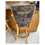 Bar Stools - Counter Height, Oak Frame, Tapestry Upholstery (Lot of 4)