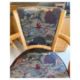 Bar Stools - Counter Height, Oak Frame, Tapestry Upholstery (Lot of 4)