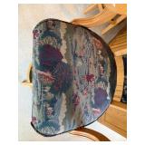 Bar Stools - Counter Height, Oak Frame, Tapestry Upholstery (Lot of 4)