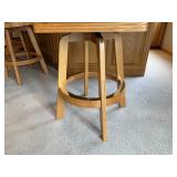 Bar Stools - Counter Height, Oak Frame, Tapestry Upholstery (Lot of 4)
