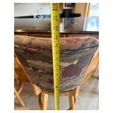Bar Stools - Counter Height, Oak Frame, Tapestry Upholstery (Lot of 4)