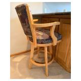 Bar Stools - Counter Height, Oak Frame, Tapestry Upholstery (Lot of 4)