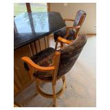 Bar Stools - Counter Height, Oak Frame, Tapestry Upholstery (Lot of 4)