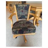 Oak Octagonal Game/Poker Table with Green Felt & 4 Upholstered Chairs Set