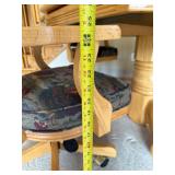 Oak Octagonal Game/Poker Table with Green Felt & 4 Upholstered Chairs Set