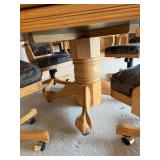 Oak Octagonal Game/Poker Table with Green Felt & 4 Upholstered Chairs Set